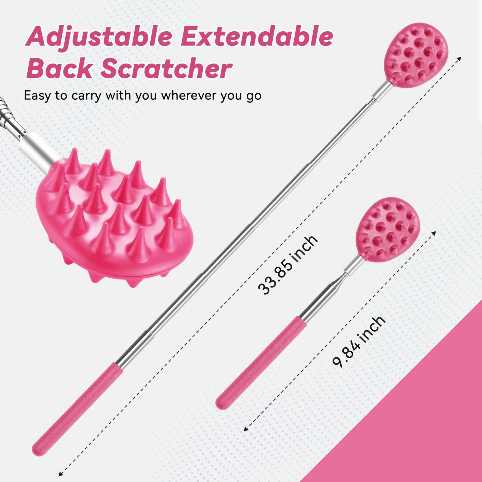 Telescoping Back Scratcher with 3Pcs Detachable Heads, Gifts for Christmas, S...