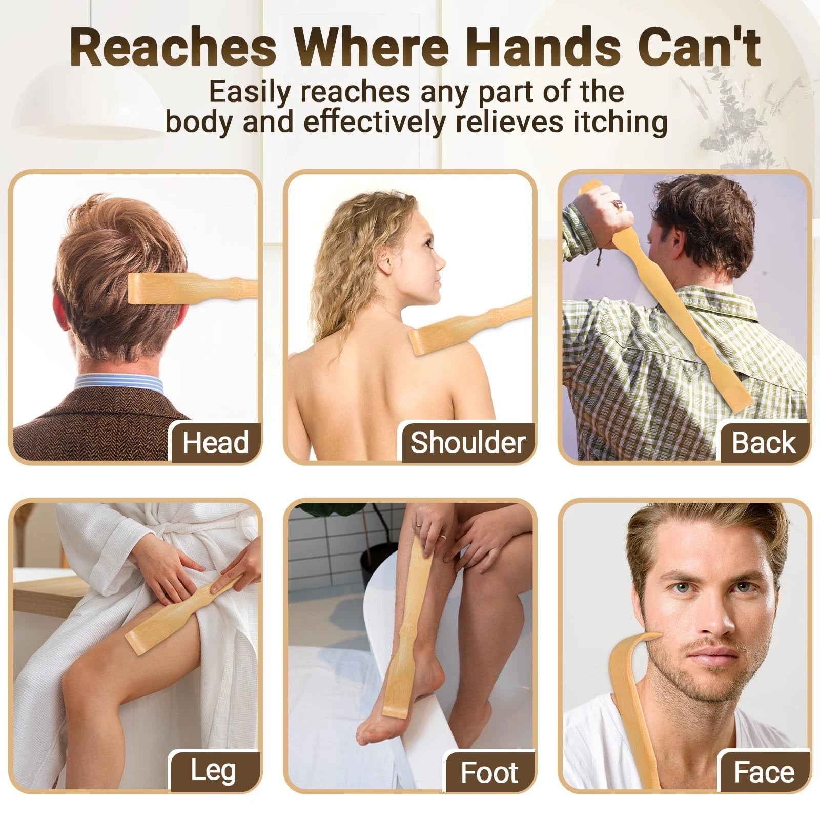 17" Bamboo Back Scratcher - Handmade Massager for Men & Women | 5 Pack