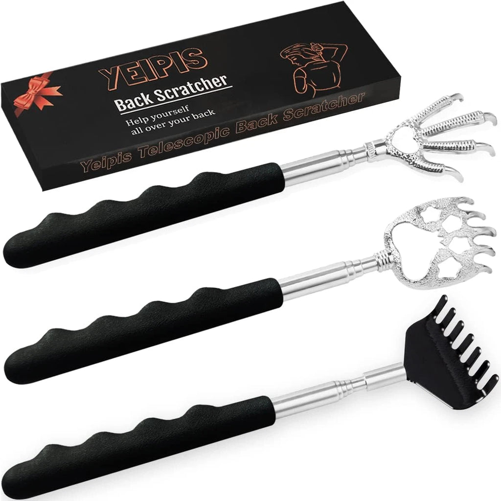 3 Pack Back Scratcher Metal Portable Telescoping with Rubber Handles, Extendable