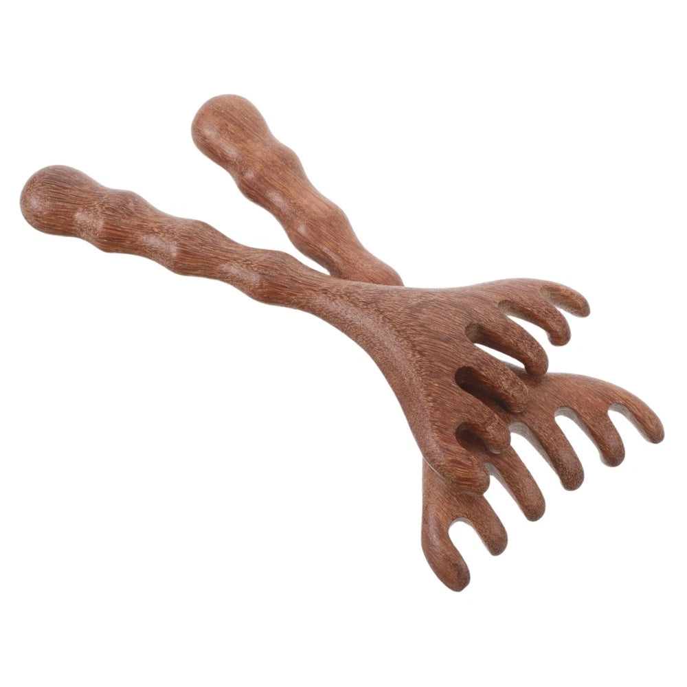 2pcs Wooden Head Massager Comb Wide Tooth Tool Wood Hair Scratcher