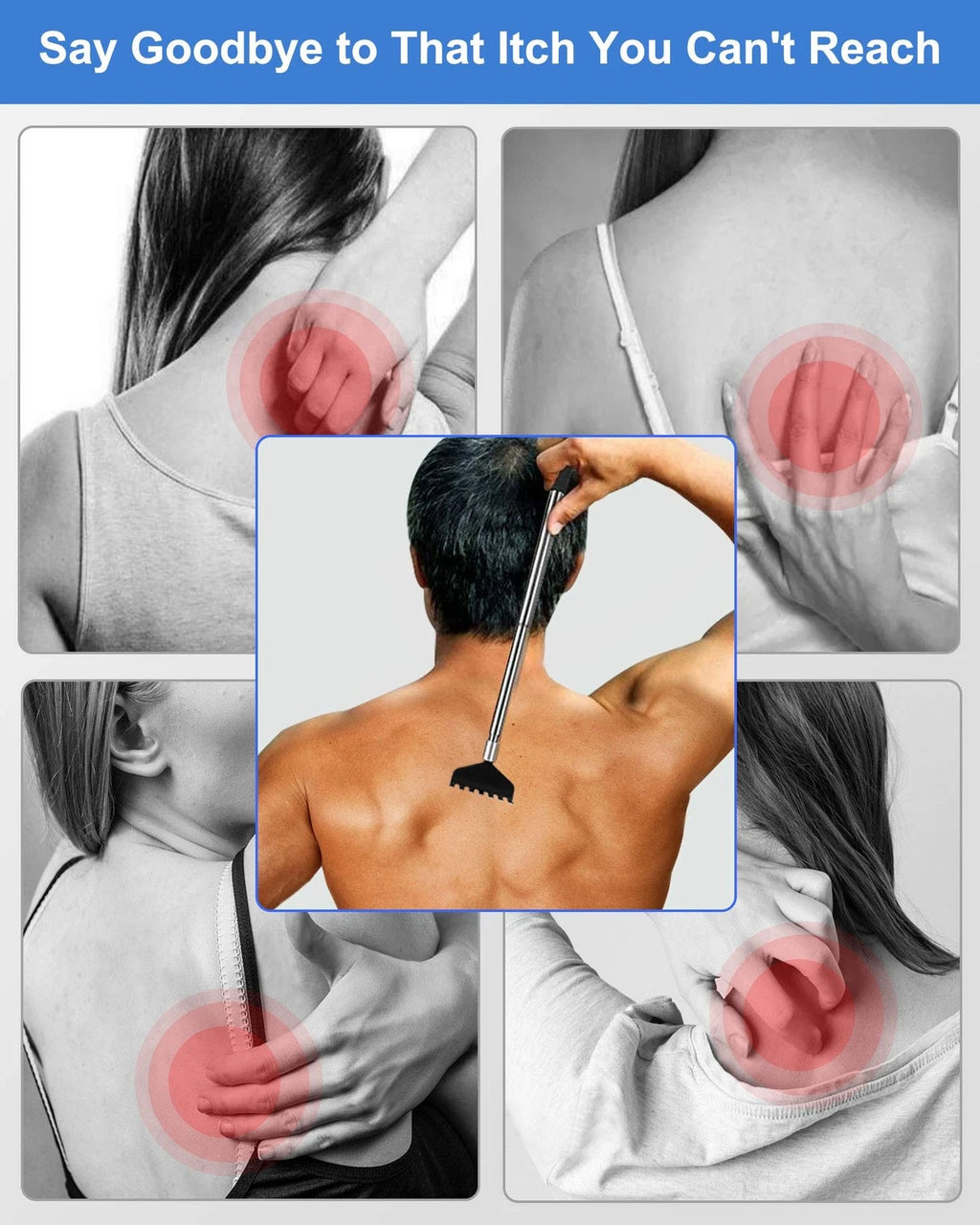 Portable Extendable Back Scratcher, 2 Pack Metal Telescoping Backscratchers for