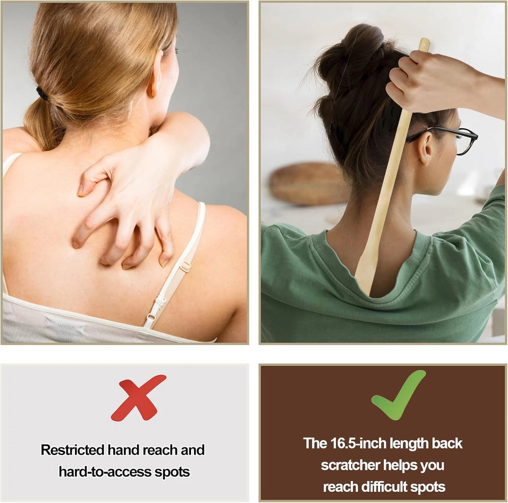 78 Pcs Bamboo Back Scratcher for Itching Relief and Body Massage Bulk Wooden Lon