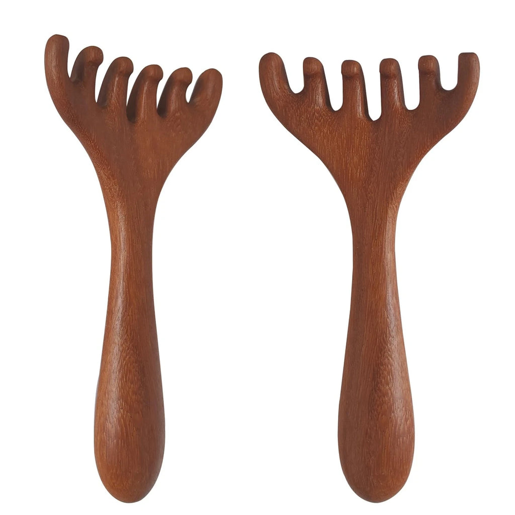 2 Pack Portable Wooden Head Massager Scalp Scratcher for Relaxation Stress