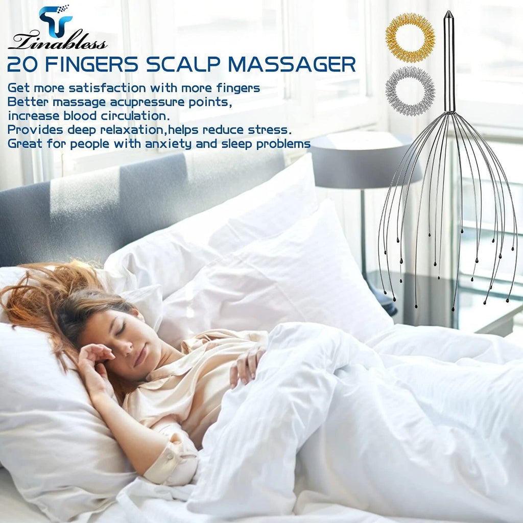 Scalp Massage Kit,Head Massager with 20 Fingers Head Scratcher-Body Stress Relax