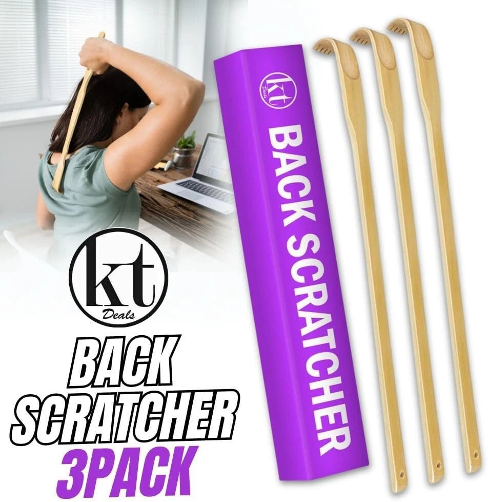 3pcs Wooden Back Scratcher Long Handle for Hard to Reach Self Pick Itch Relief