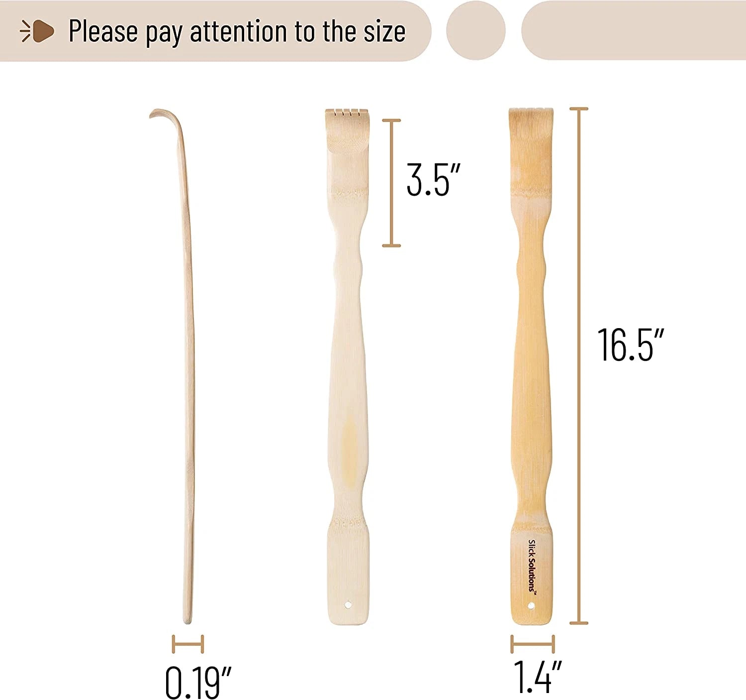 Slick- Bamboo, 16.5Â€, 2 Pcs, Back Scratcher for Men and Women, Wooden, Long Ha