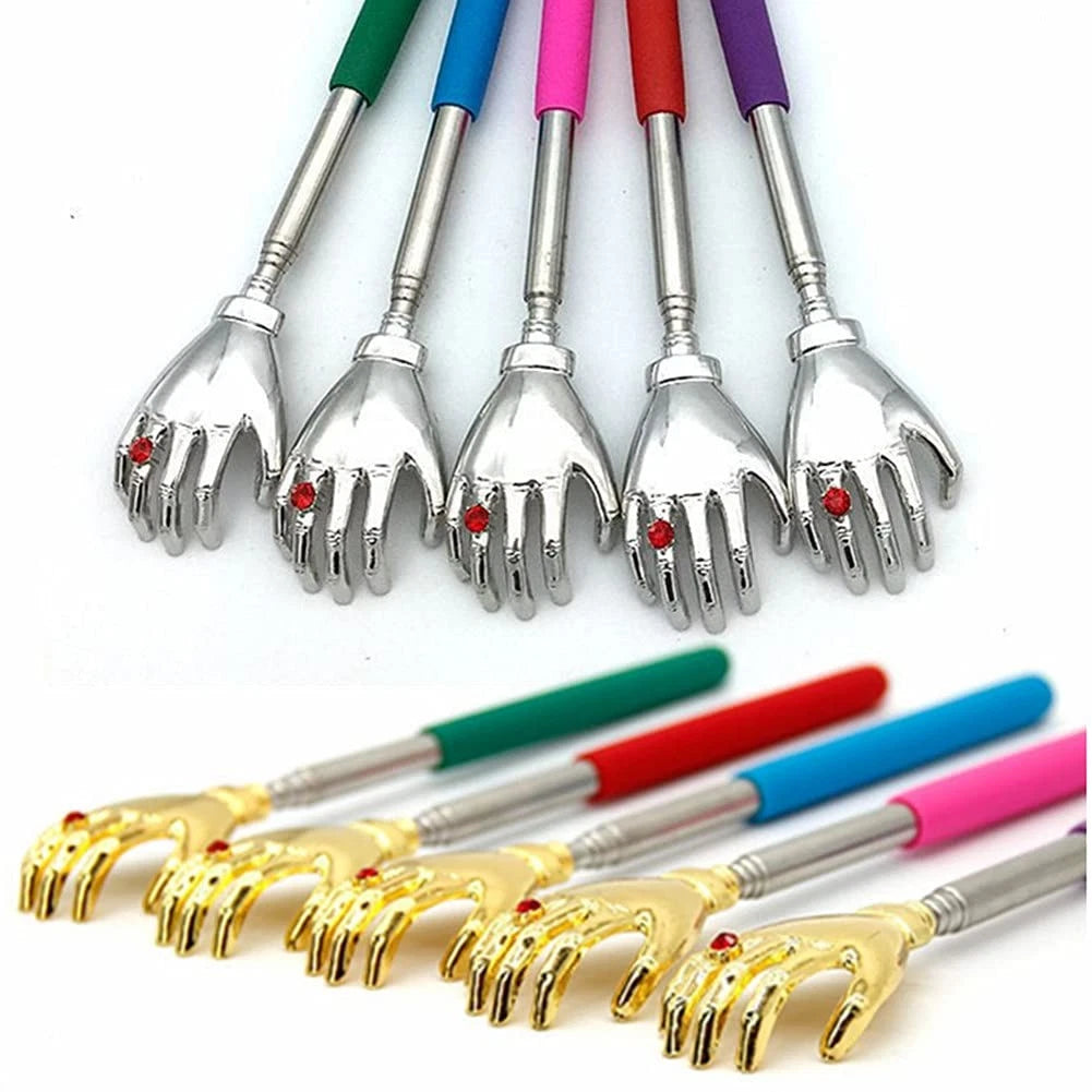 Telescopic Back Scratcher Extendable Handle Portable Stainless Steel Hand Mas...