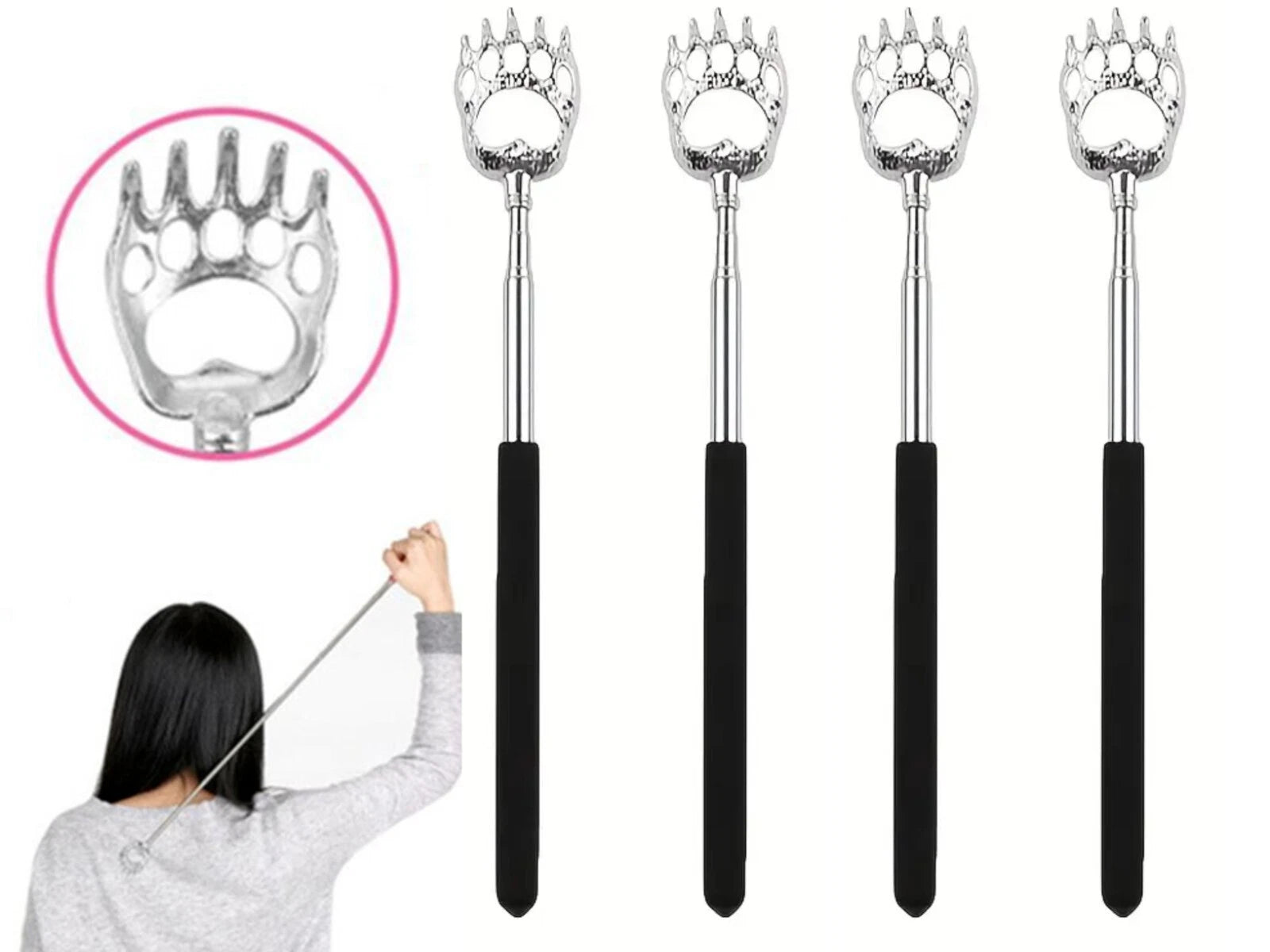 BACK SCRATCHER EXTENDABLE CLAW METAL RAKE TELESCOPIC MASSAGER PORTABLE ITCH