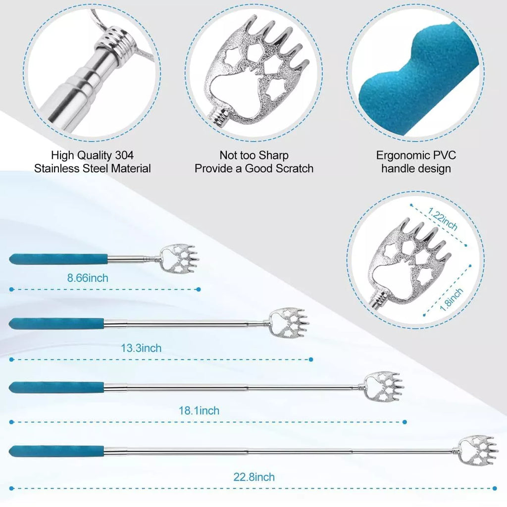 4 Pack Different Back Scratcher Metal Back Massager Set Extendable Portable T...