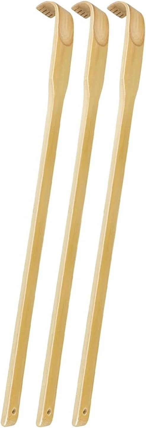 3pcs Wooden Back Scratcher Long Handle for Hard to Reach Self Pick Itch Relief