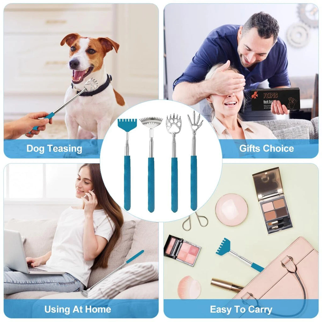 4 Pack Different Back Scratcher Metal Back Massager Set Extendable Portable T...