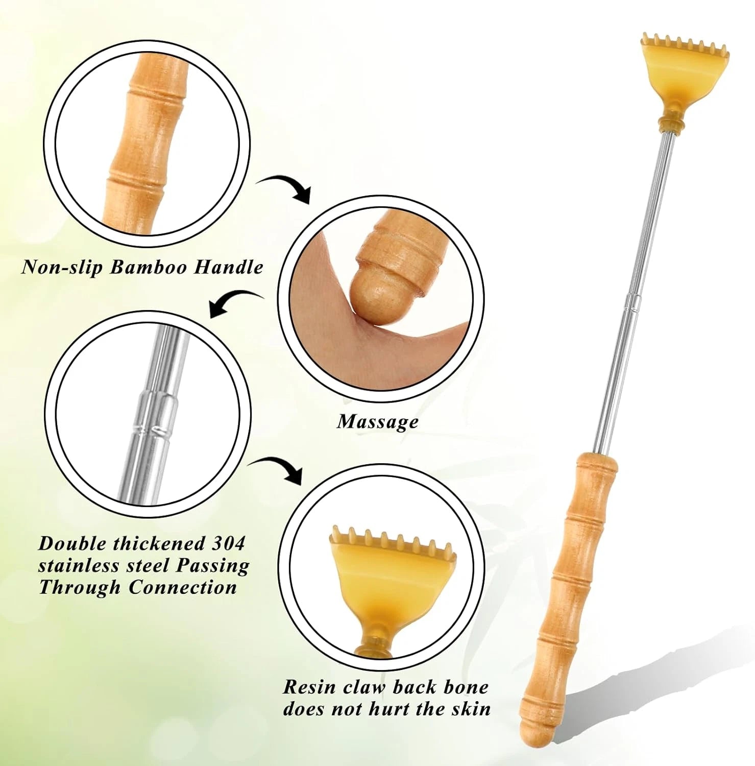 Back Scratcher Classic Portable Extendable Bamboo Backscratcher for Men Women Te