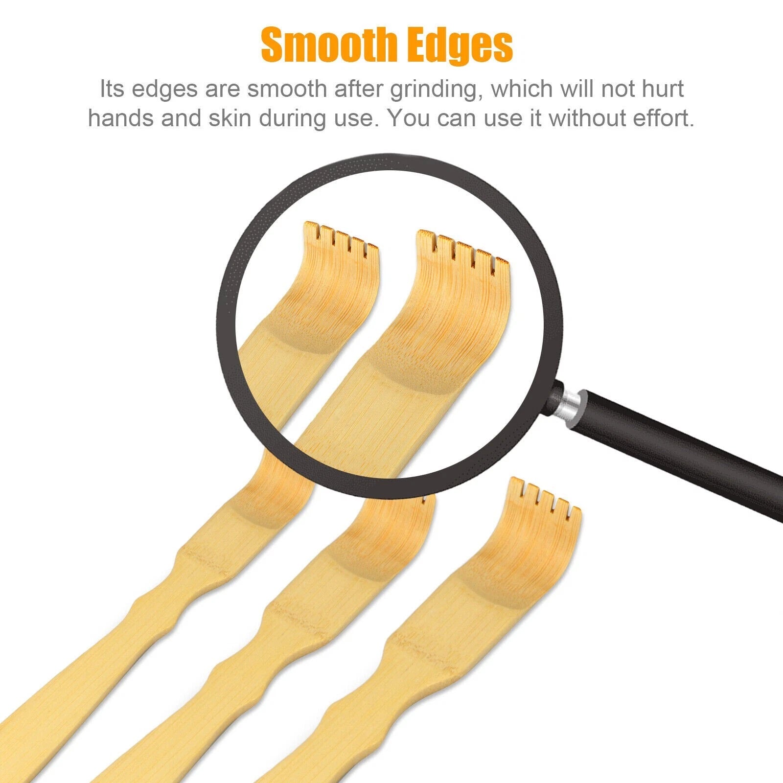 3pcs Long Handle Back Scratcher Natural Bamboo Pick Itch Relief Handcraft Tools