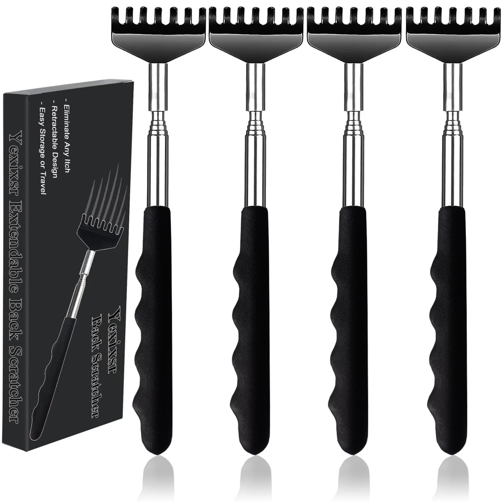 4 Pack Back Scratcher Extendable Metal Portable Back Scratcher for Men Women