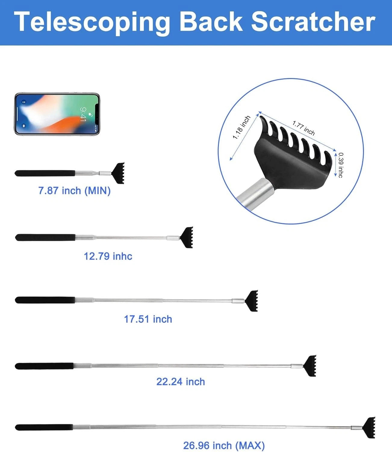 Portable Extendable Back Scratcher 2 Pack - Stainless Steel, Telescoping, Eas...