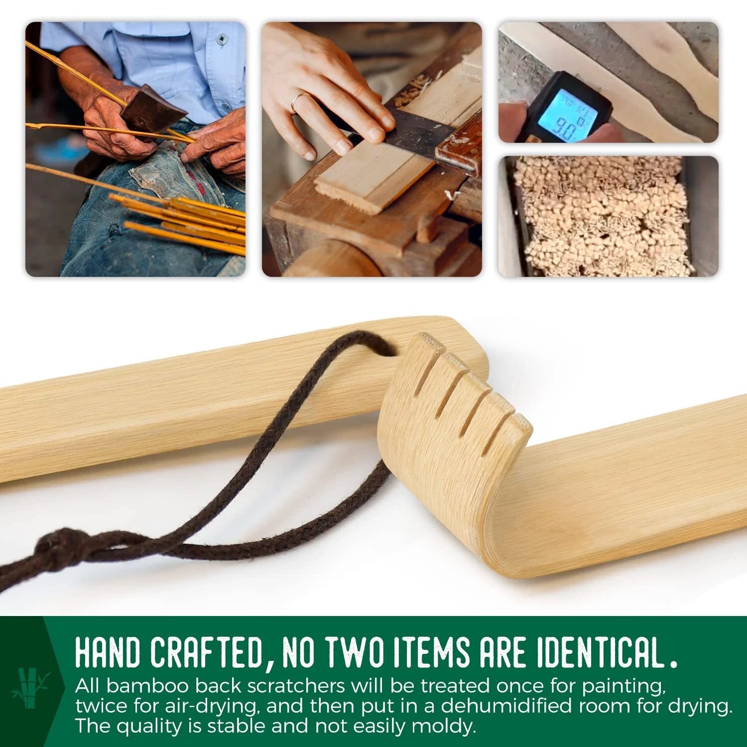 5 Pack Natural Bamboo Back Scratchers Wooden Body Massager for Adult Itch Relief