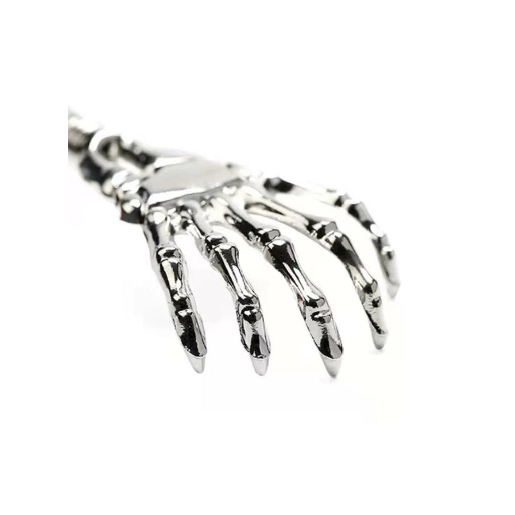 Hand Toy Novelty Extendable Back Scratcher Metal Ghost Skeleton Massage Blue