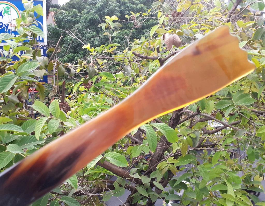8.6" Portable Back Scratcher Handcarved from Natural Buffalo Horn