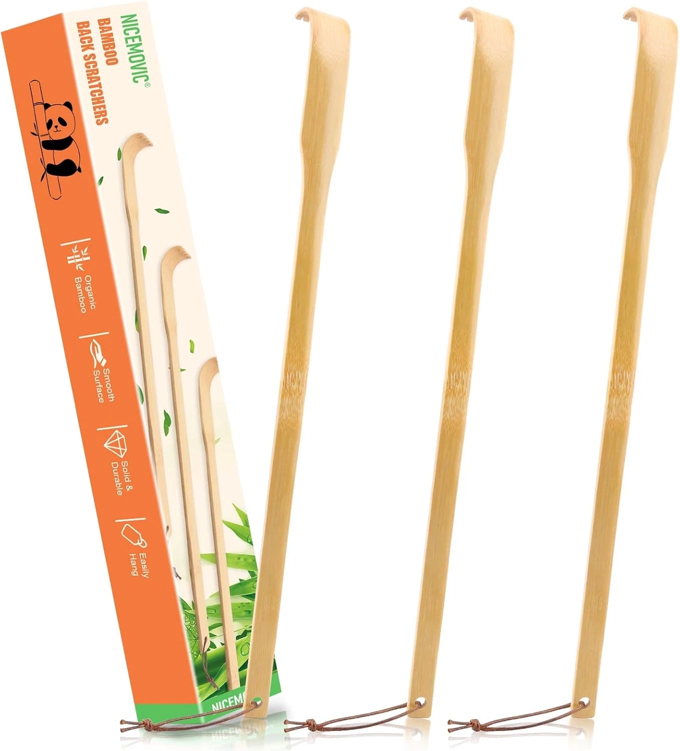 3 Pack Wooden Bamboo Back Scratcher for Men Women Adults, Funny Small Gifts for