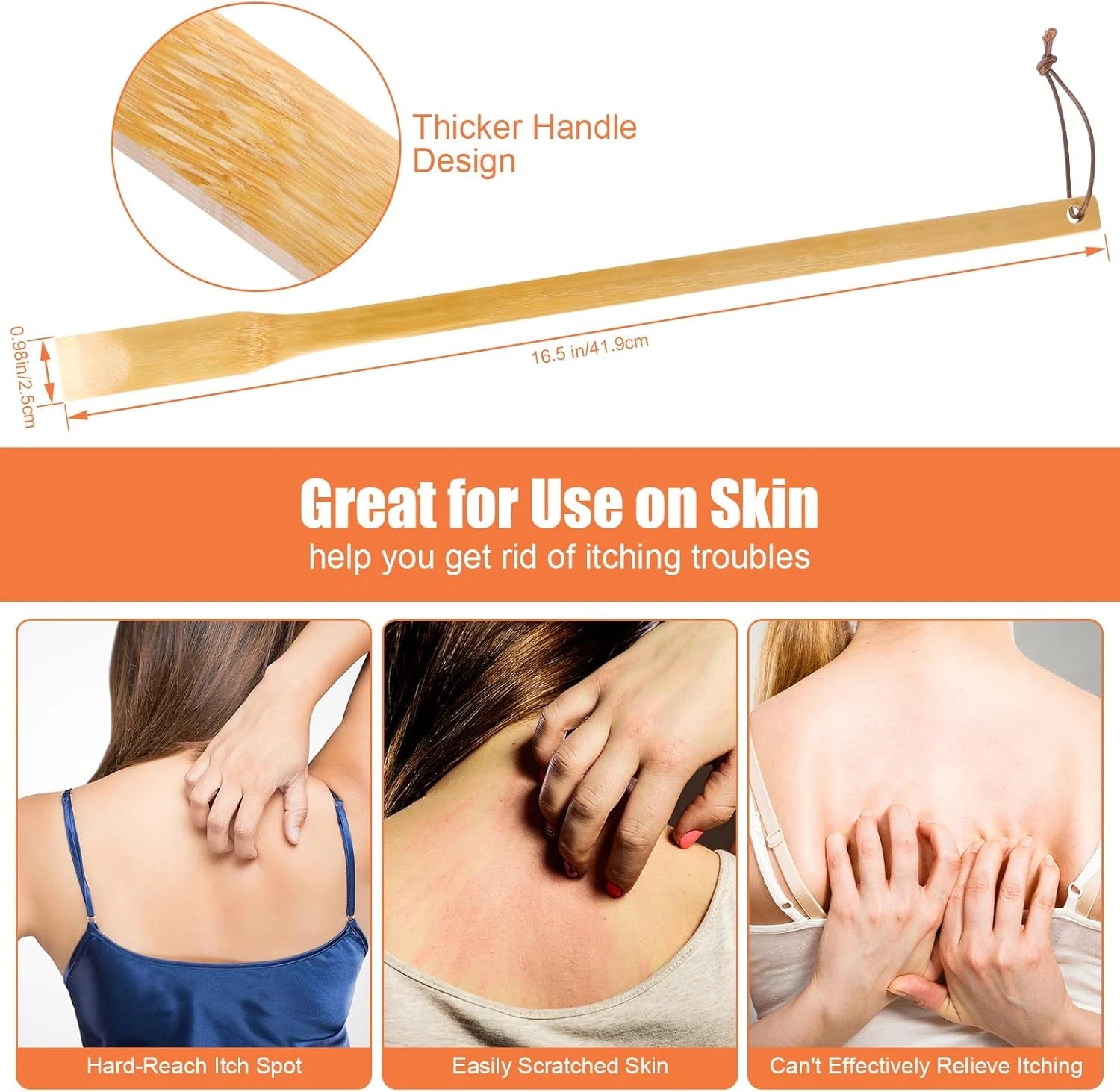 3 Pack Wooden Bamboo Back Scratcher for Men Women Adults, Funny Small Gifts for