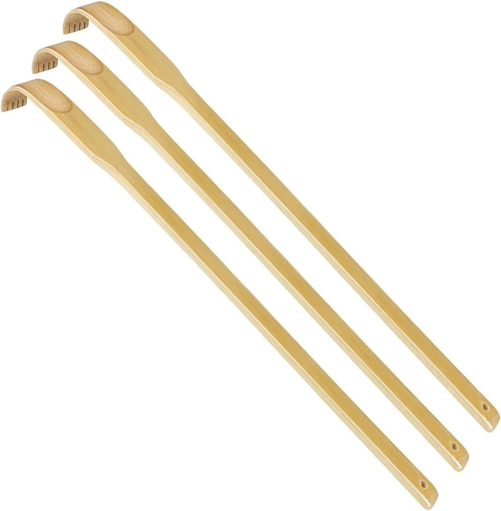 3pcs Wooden Back Scratcher Long Handle for Hard to Reach Self Pick Itch Relief