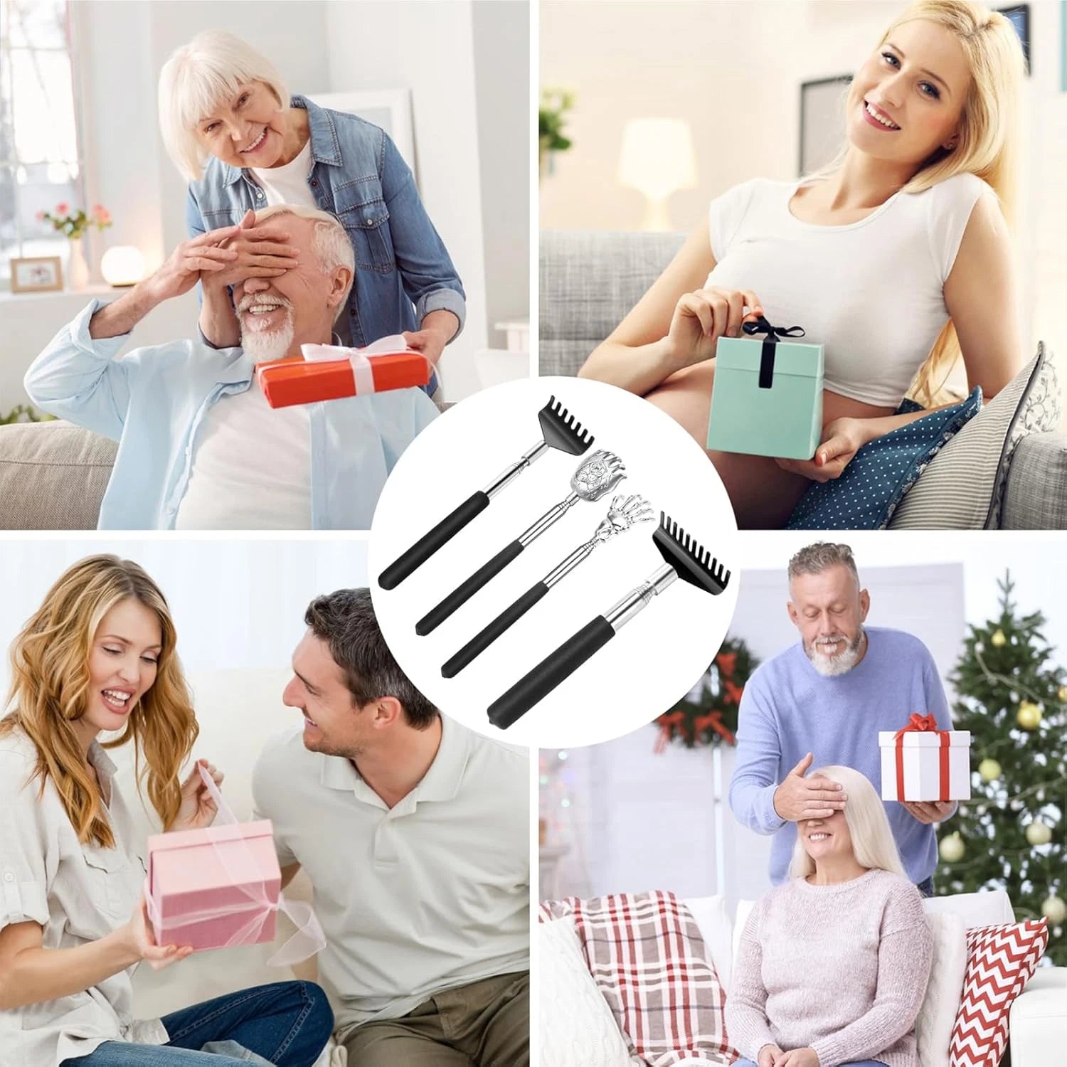 Back Scratcher Gift Set, 4 Pack, Upgraded Portable Extendable Stainless Steel Te