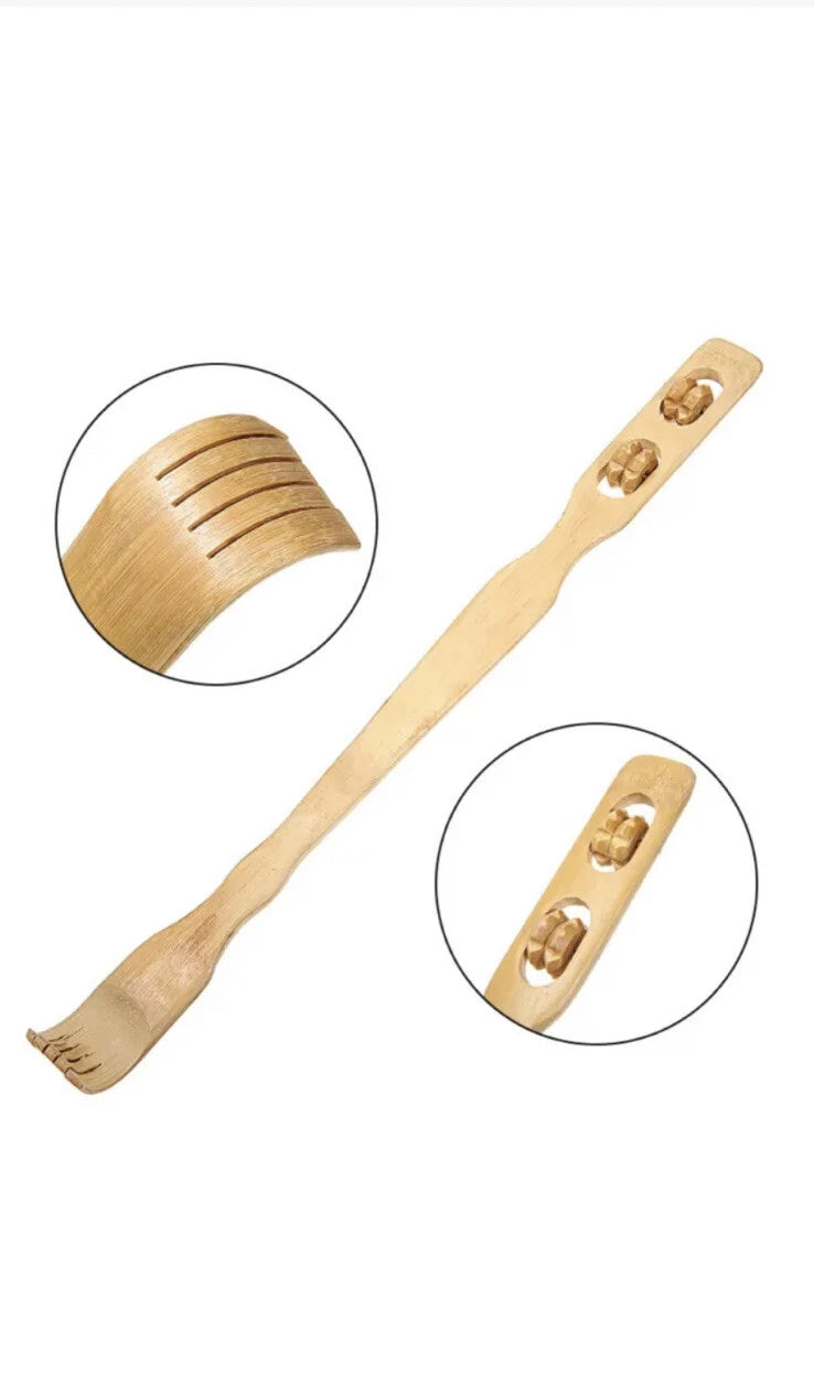 New 10 Pcs 18" Bamboo Wooden Itch Therapeutic Relax Back Scratcher With Rollers