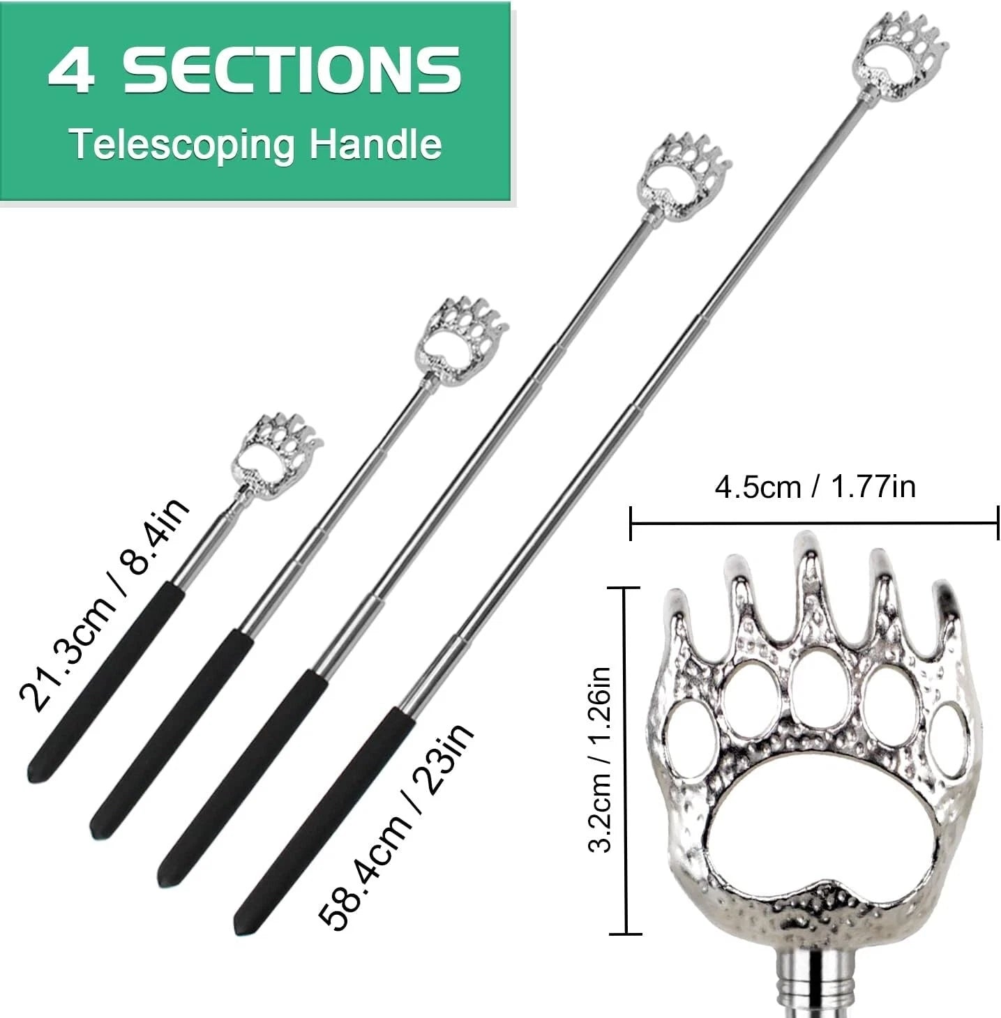 Back Scratcher Bear Claw Telescopic Metal Extending Extendable Massager Portable