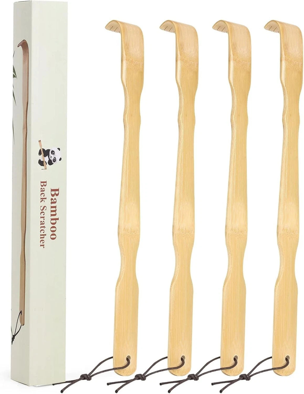Comfortable 4-Pack Bamboo Back Scratchers - 17 Inch for Hard-to- Itches