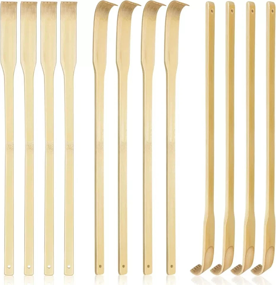 12 PCS Natural Bamboo Back Scratcher Traditional Wooden Back Scratcher,Long Back