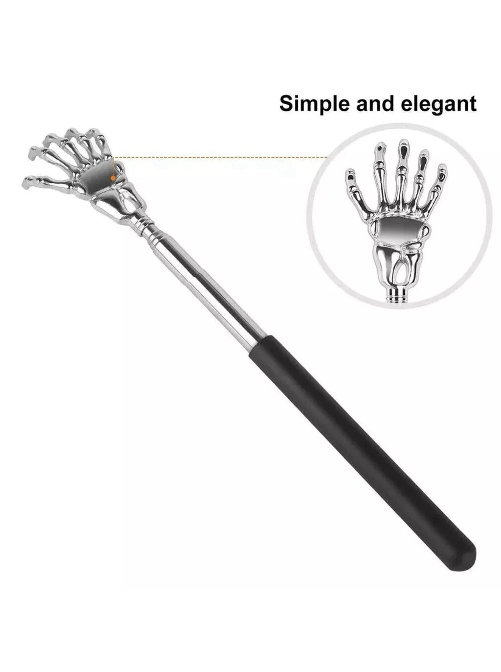 Skeleton / RAKE BACK SCRATCHER Metal Extending Massager Telescopic Portable UK