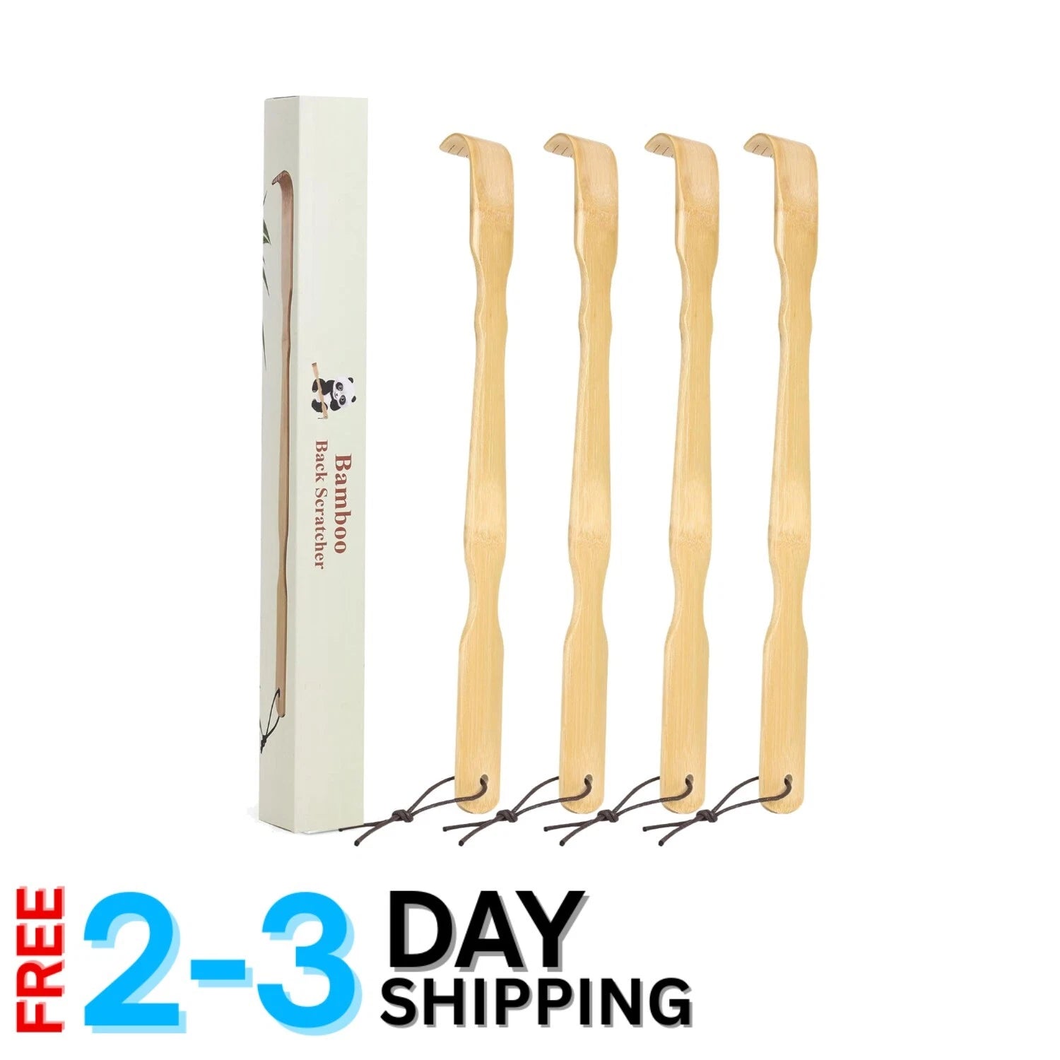 Comfortable 4-Pack Bamboo Back Scratchers - 17 Inch for Hard-to- Itches