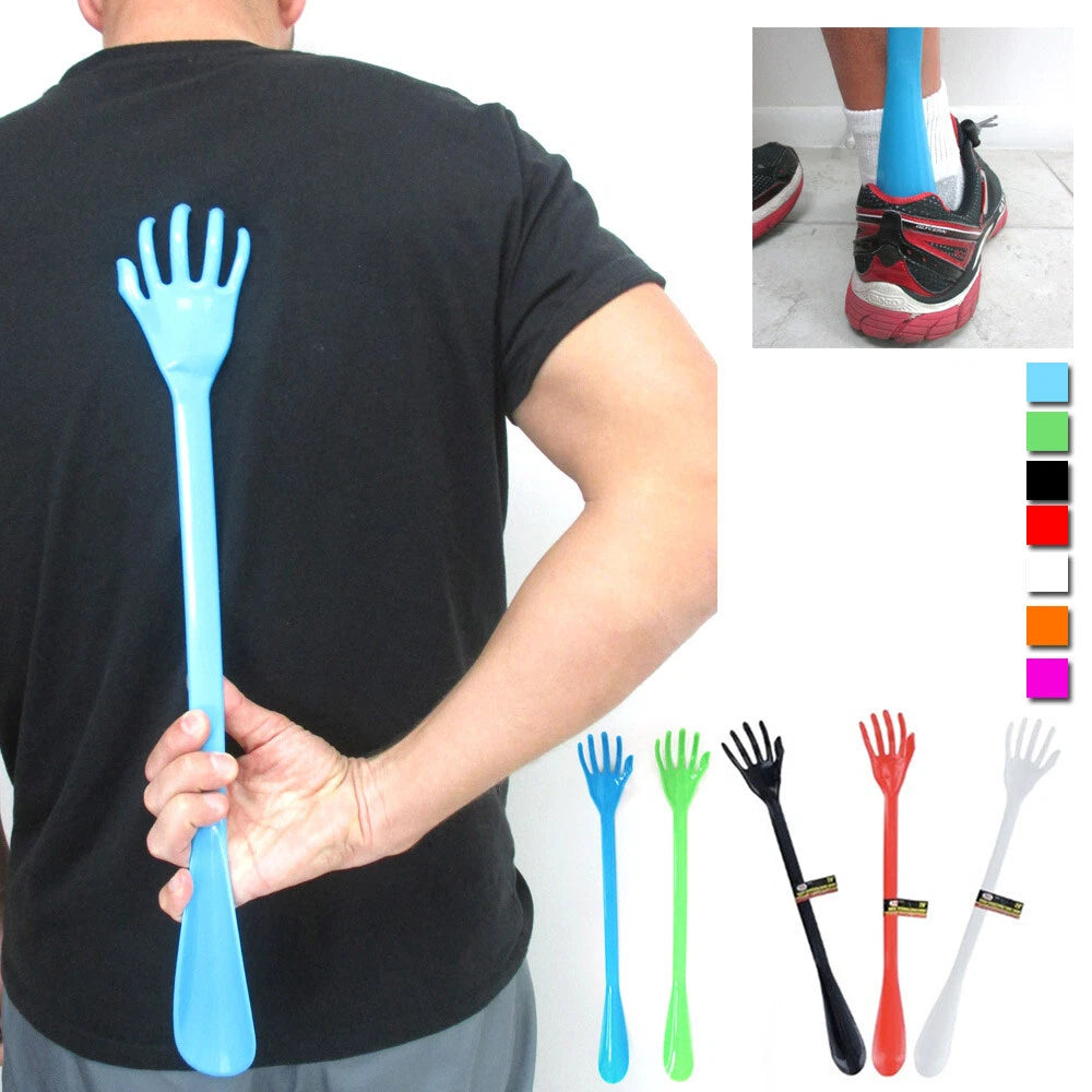 4 Pc Back Scratcher Shoe Horn 20" Plastic Backscratcher Hand Massager Shoes