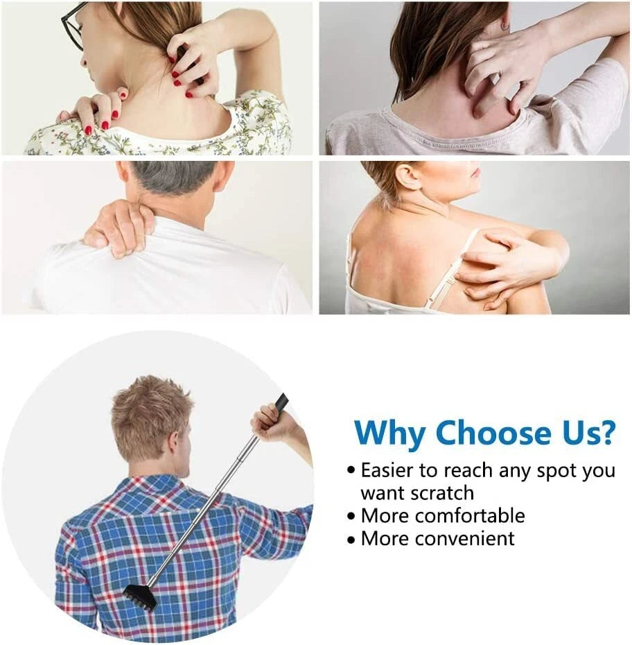 3 Pack Extendable Telescoping Back Scratcher with Rubber Handles