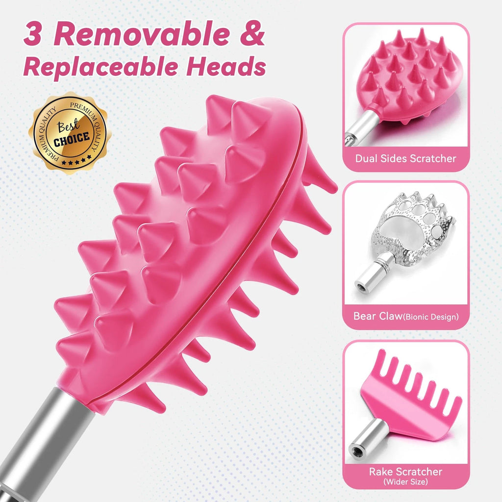 Telescoping Back Scratcher with 3Pcs Detachable Heads, Gifts for Christmas, S...