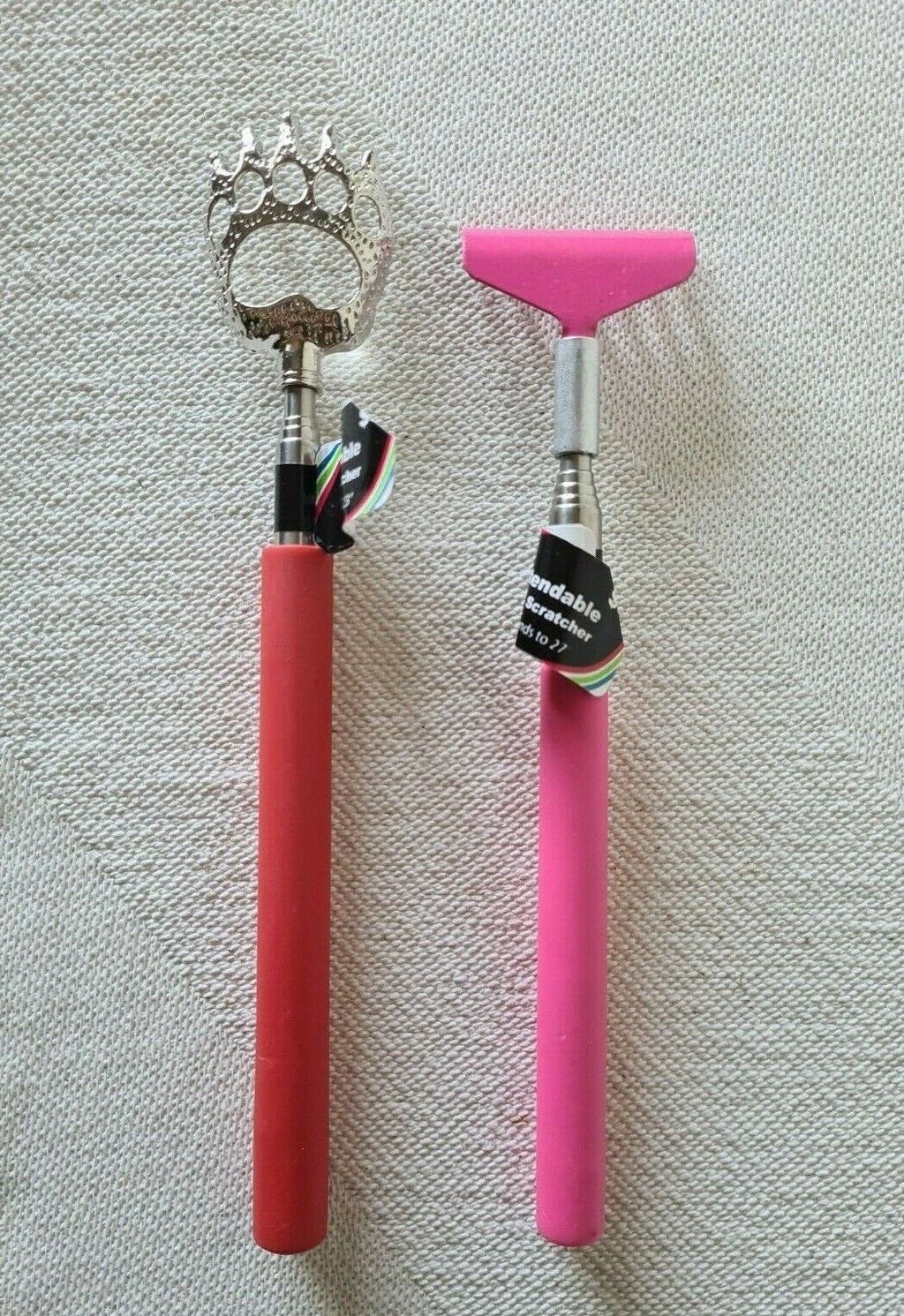 2pc 8.5" BEAR CLAW & Pink Back Scratcher Telescopic Scratcher Extends 22" to 27"