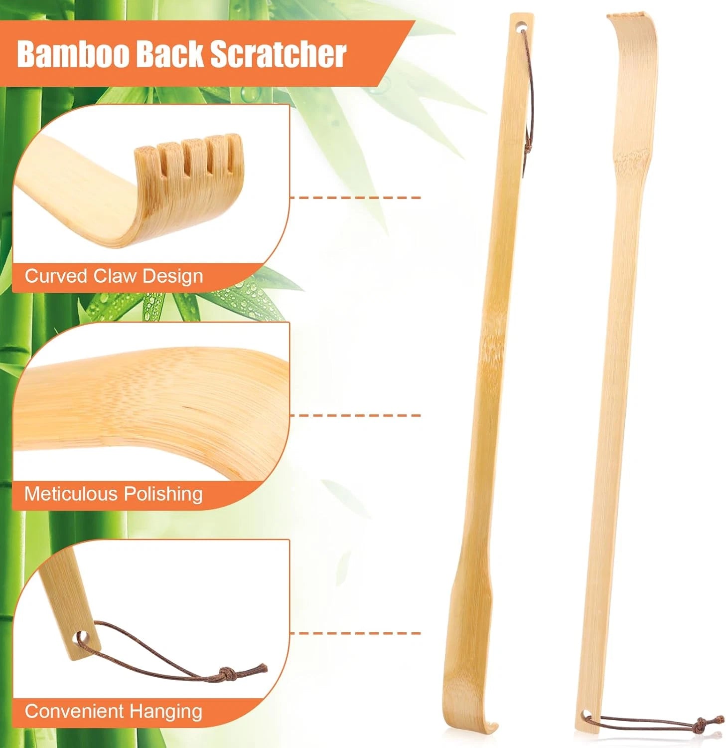 3 Pack Wooden Bamboo Back Scratcher for Men Women Adults, Funny Small Gifts for