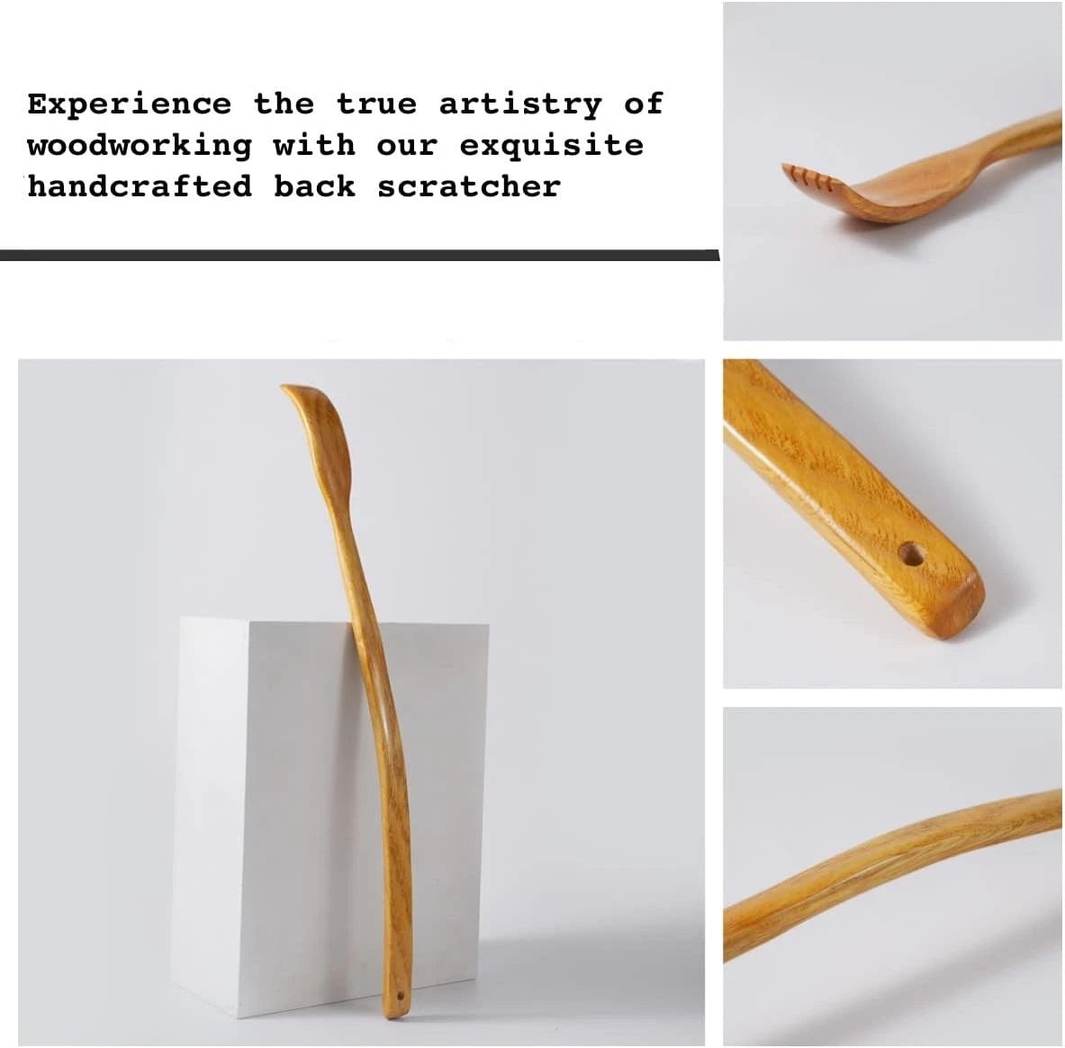 Oversized Wooden Back Scratcher: 18'' Extended Curved Handle for Yellow