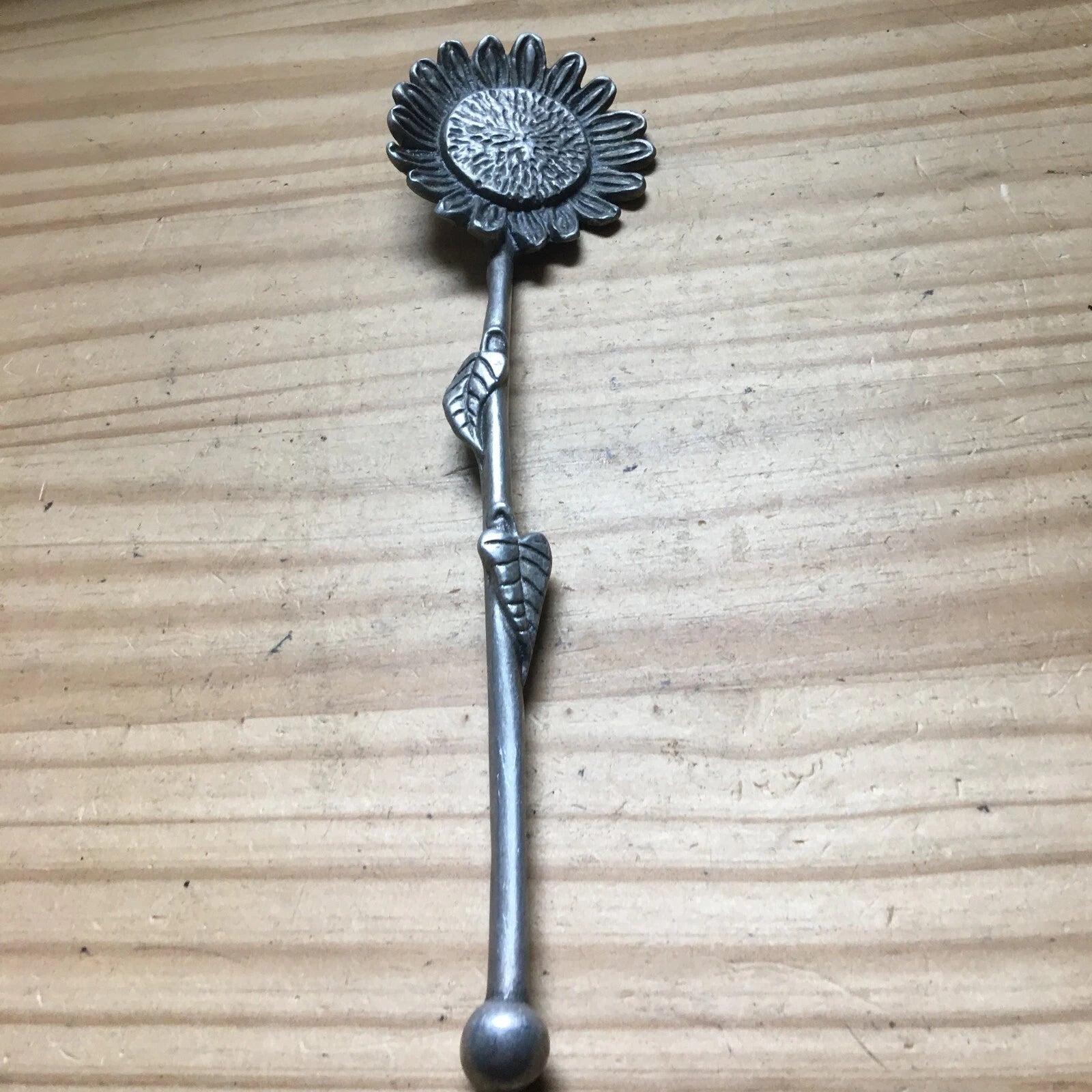 Vintage 1960s Cast aluminum Sunflowers Shape Back Scratcher 12"L x 3"W