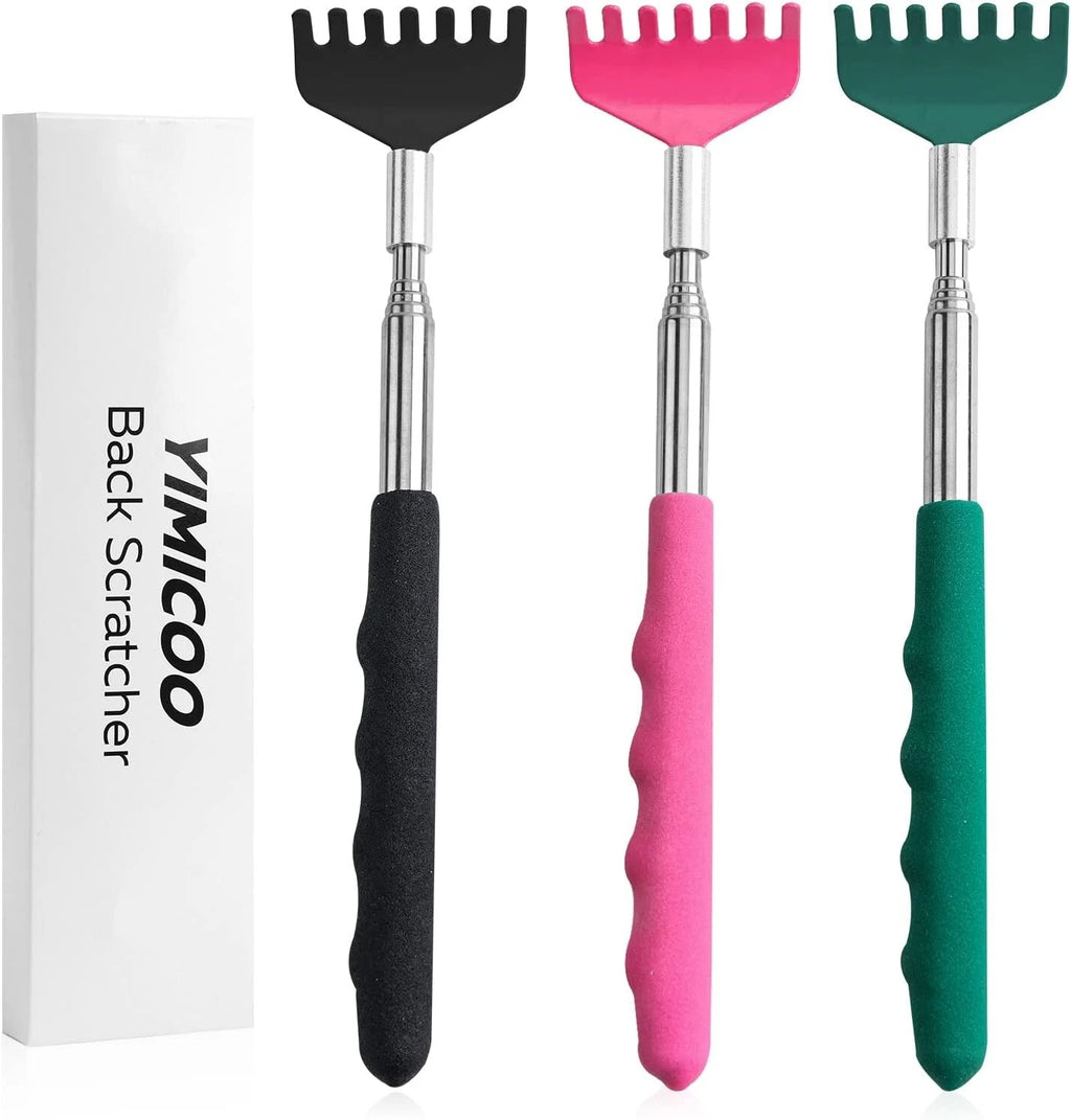3 Pack Extendable Back Scratcher, Stainless Steel Portable Telescoping Back S...