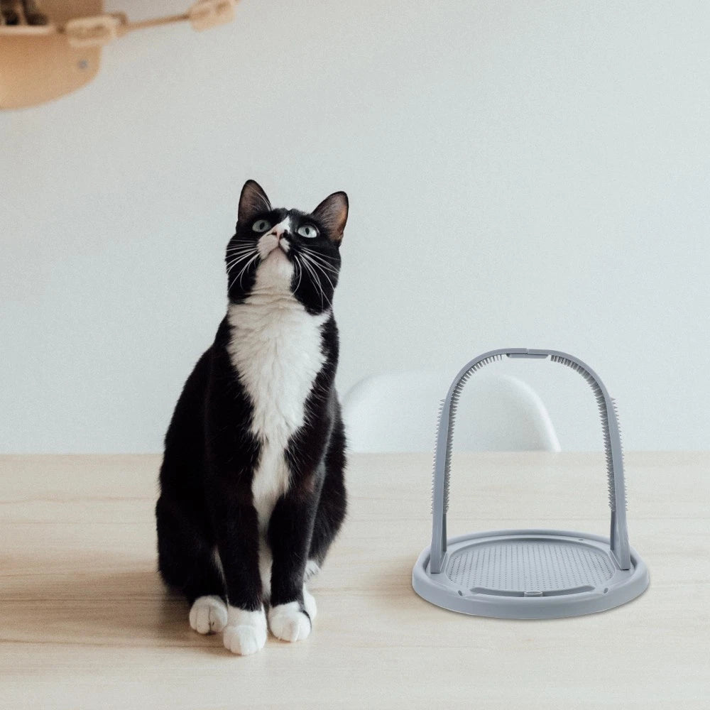 Cat Scratcher Arched Wool Rubbing Device Self Grooming Toy Massager Pet Hair