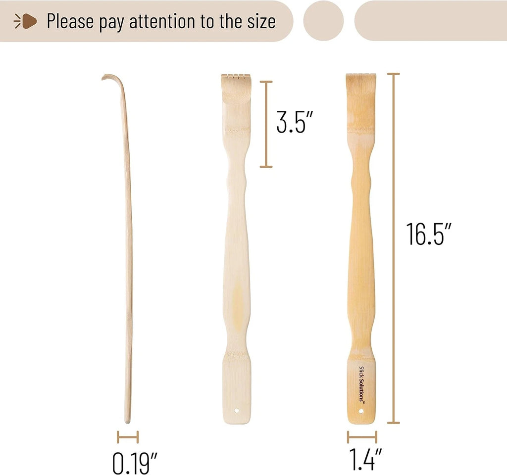 Slick- Bamboo, 16.5”, 2 pcs, Back Scratcher for Men and Women, Wooden, Long