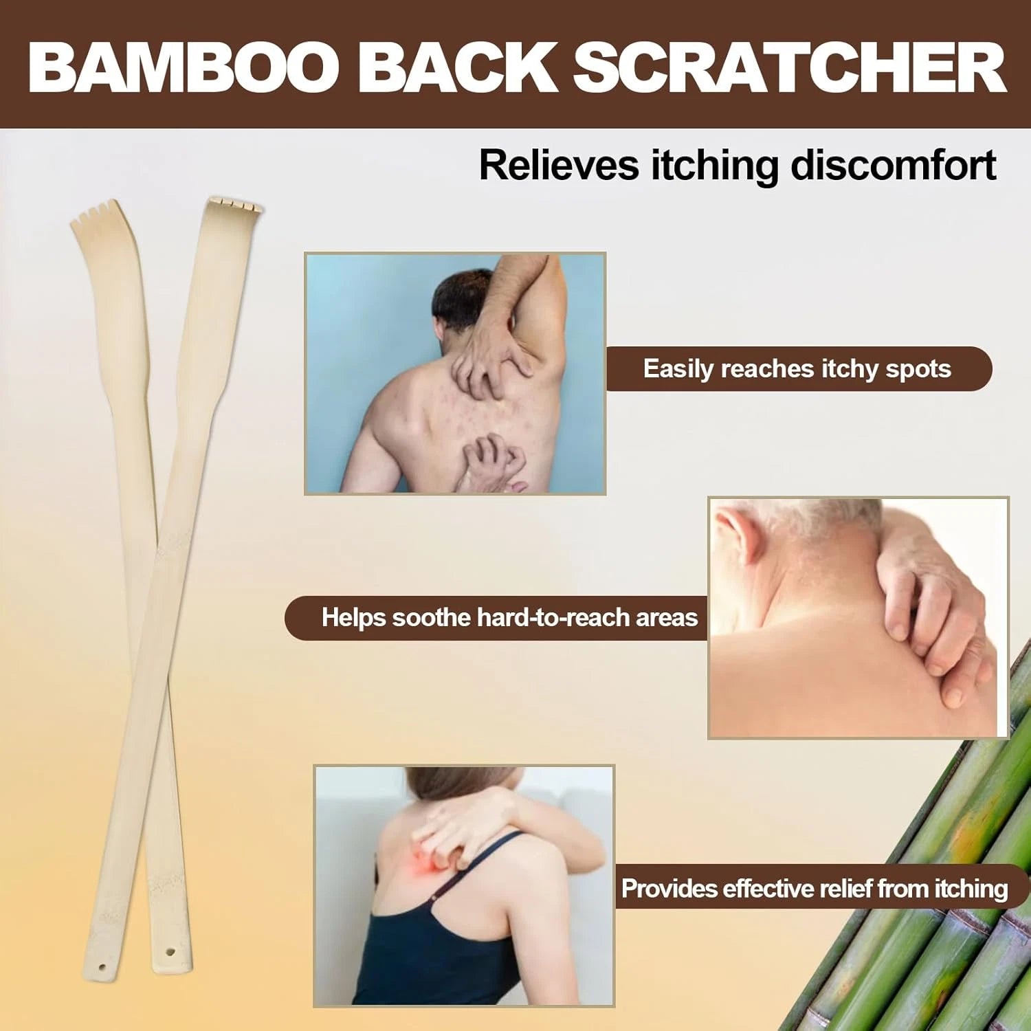 78 Pcs Bamboo Back Scratcher for Itching Relief and Body Massage Bulk Wooden Lon