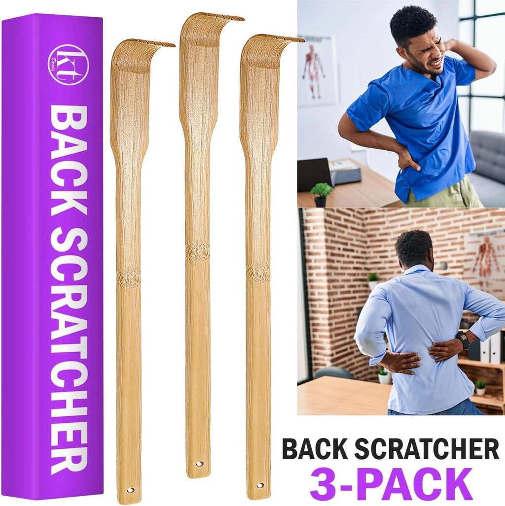 3pcs Wooden Back Scratcher Long Handle for Hard to Reach Self Pick Itch Relief