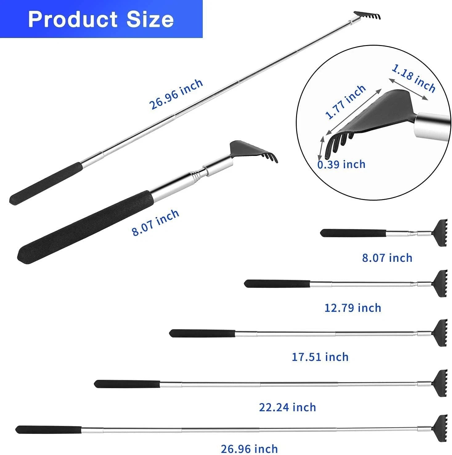 Stainless Steel Portable Back Scratcher with Elegant Gift Packaging - 2 Pack