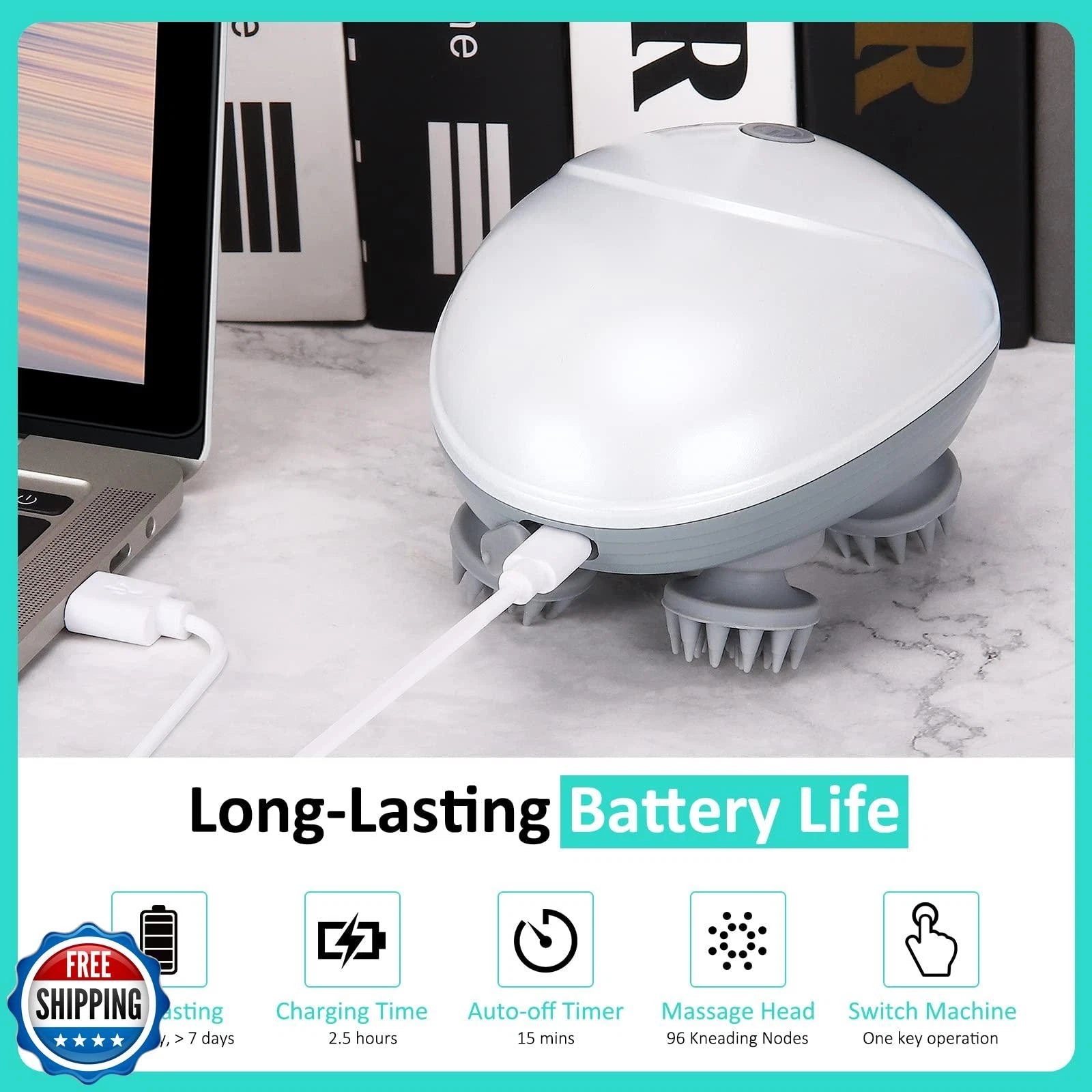 Electric Pet Massager for Dogs and Cats, Cordless Handheld Tool with 4 Massag