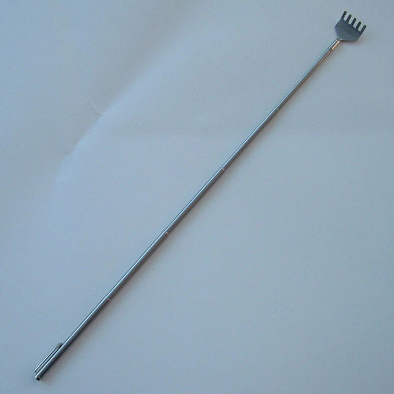 4 Plain Telescoping / Telescopic Metal Back Scratcher w. Pen Clip and 5 Prongs