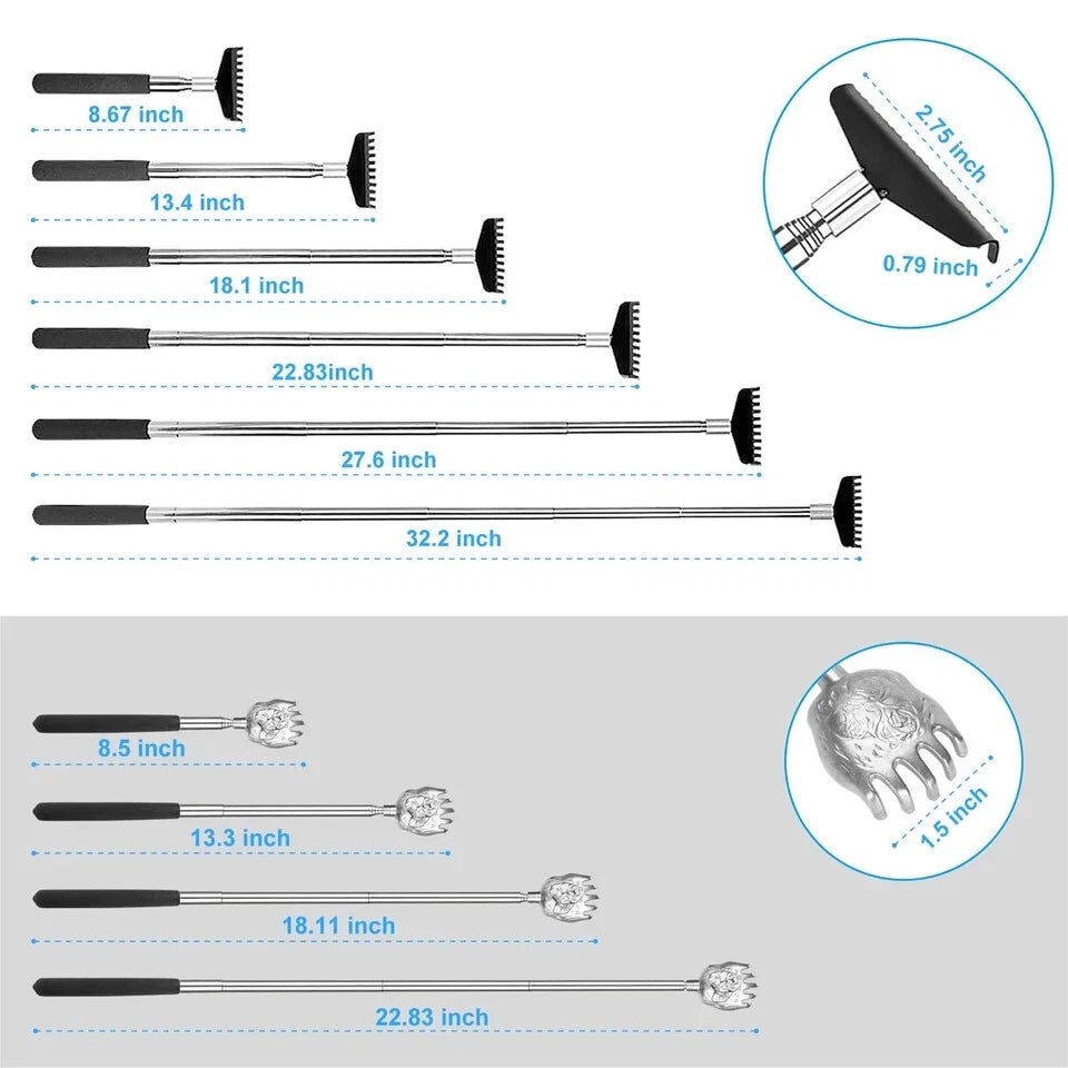 Oversized Back Scratcher Set, 2 Pack Portable Extendable Stainless Steel Tele...