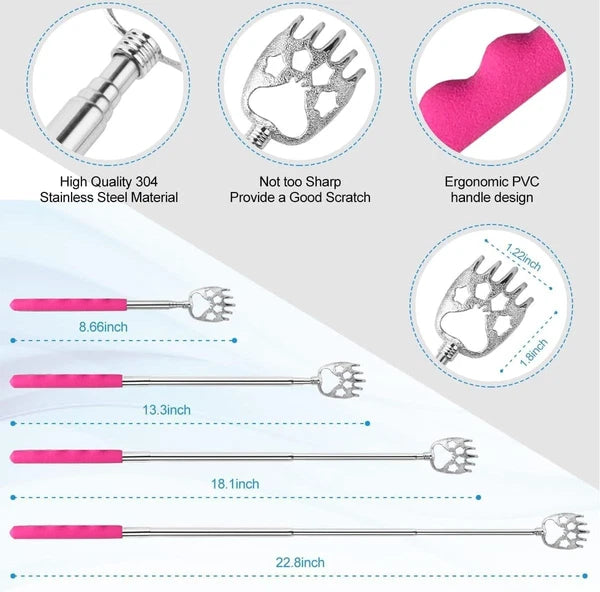 Extendable Back Scratcher Set – 3 Unique Designs for Ultimate Comfort in Pink