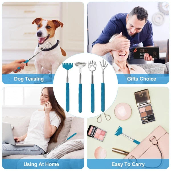 4 Pack Different Back Scratcher Metal Back Massager Set Extendable Portable T...